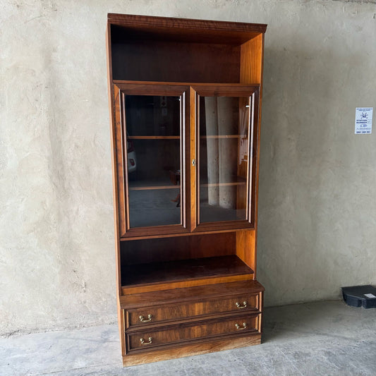 ANTIQUE DISPLAY UNIT WITH GLASS DOORS