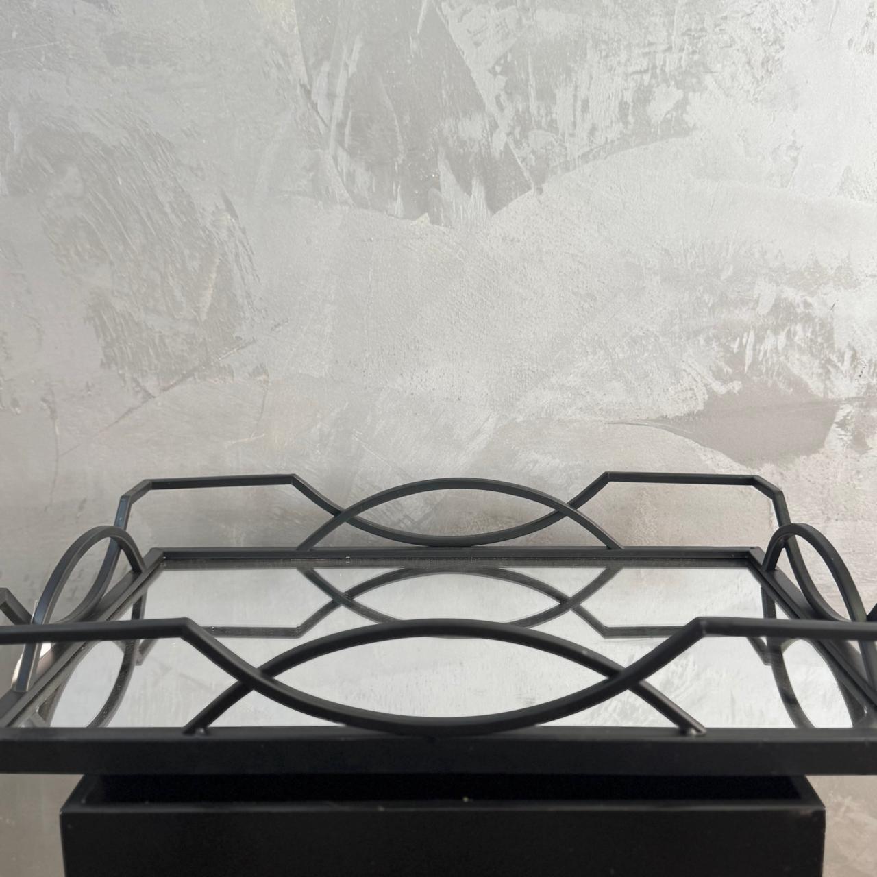 BLACK MIRROR & METAL TRAY