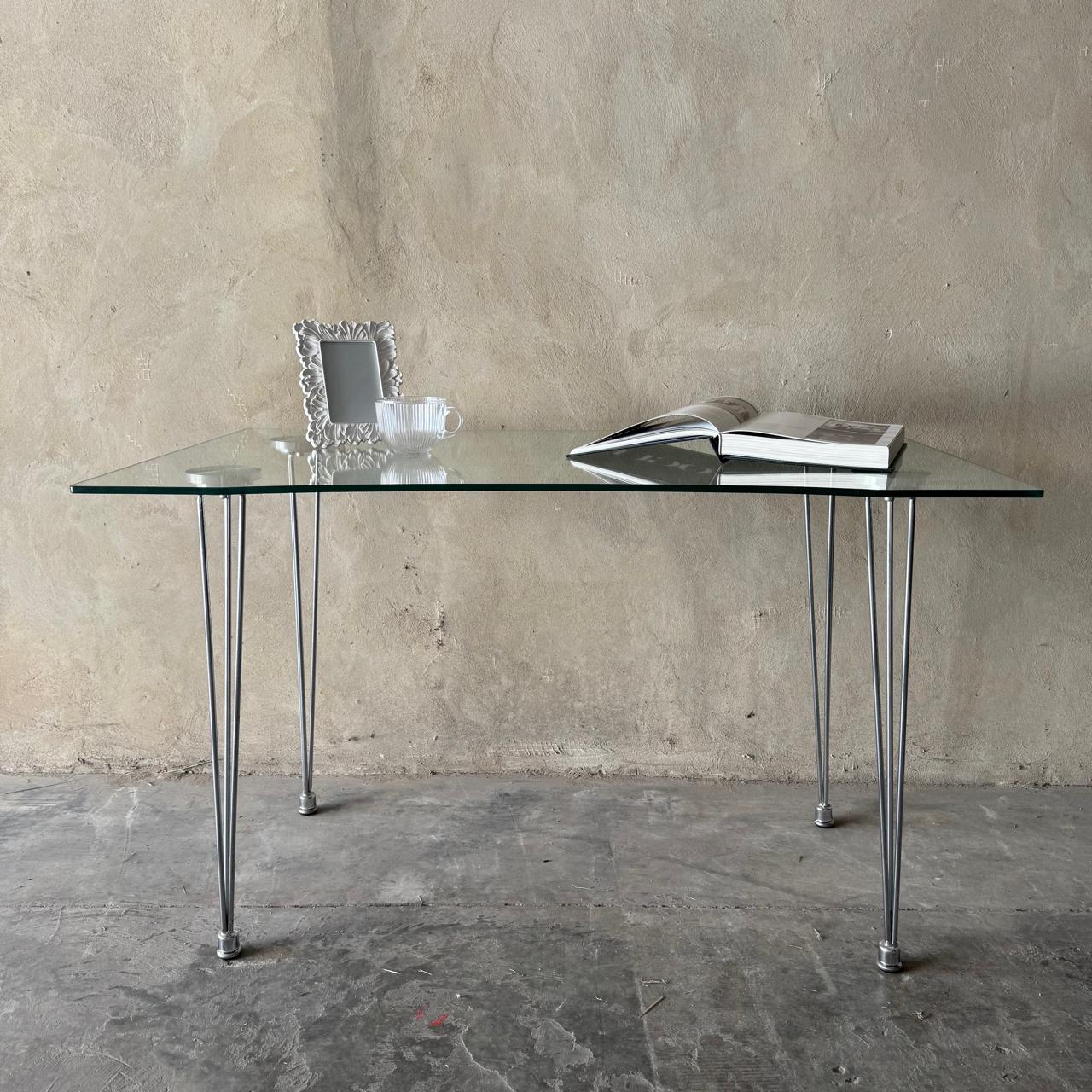MODERN GLASS & SILVER DESK