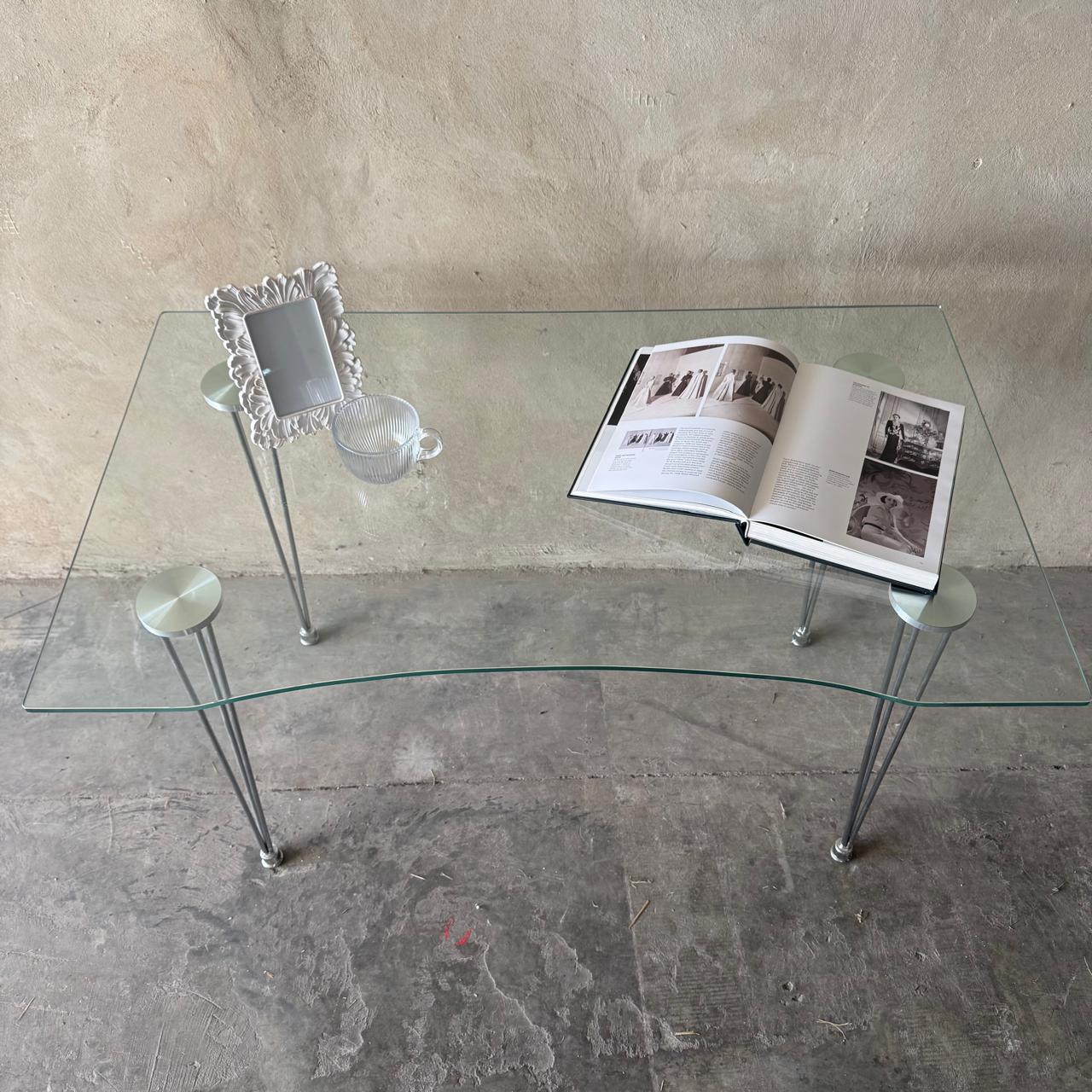 MODERN GLASS & SILVER DESK
