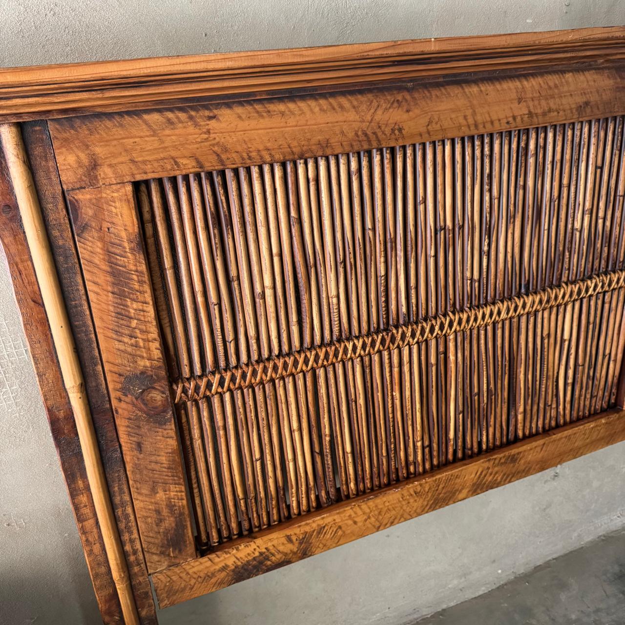 KING RATTAN CANE HEADBOARD & PEDESTAL SET