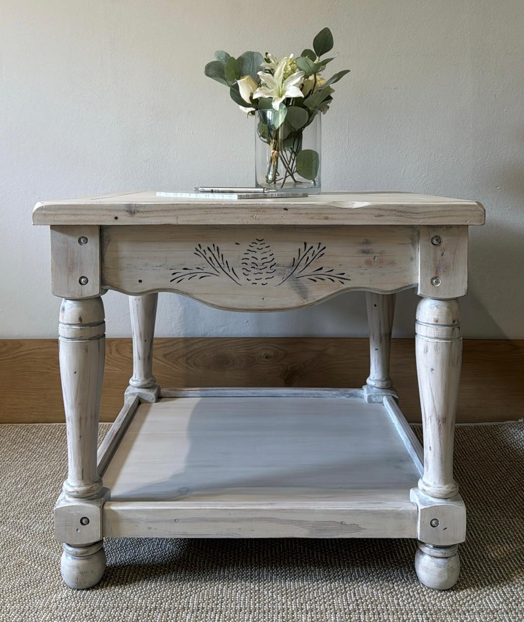 WHITE WASHED SIDE TABLE