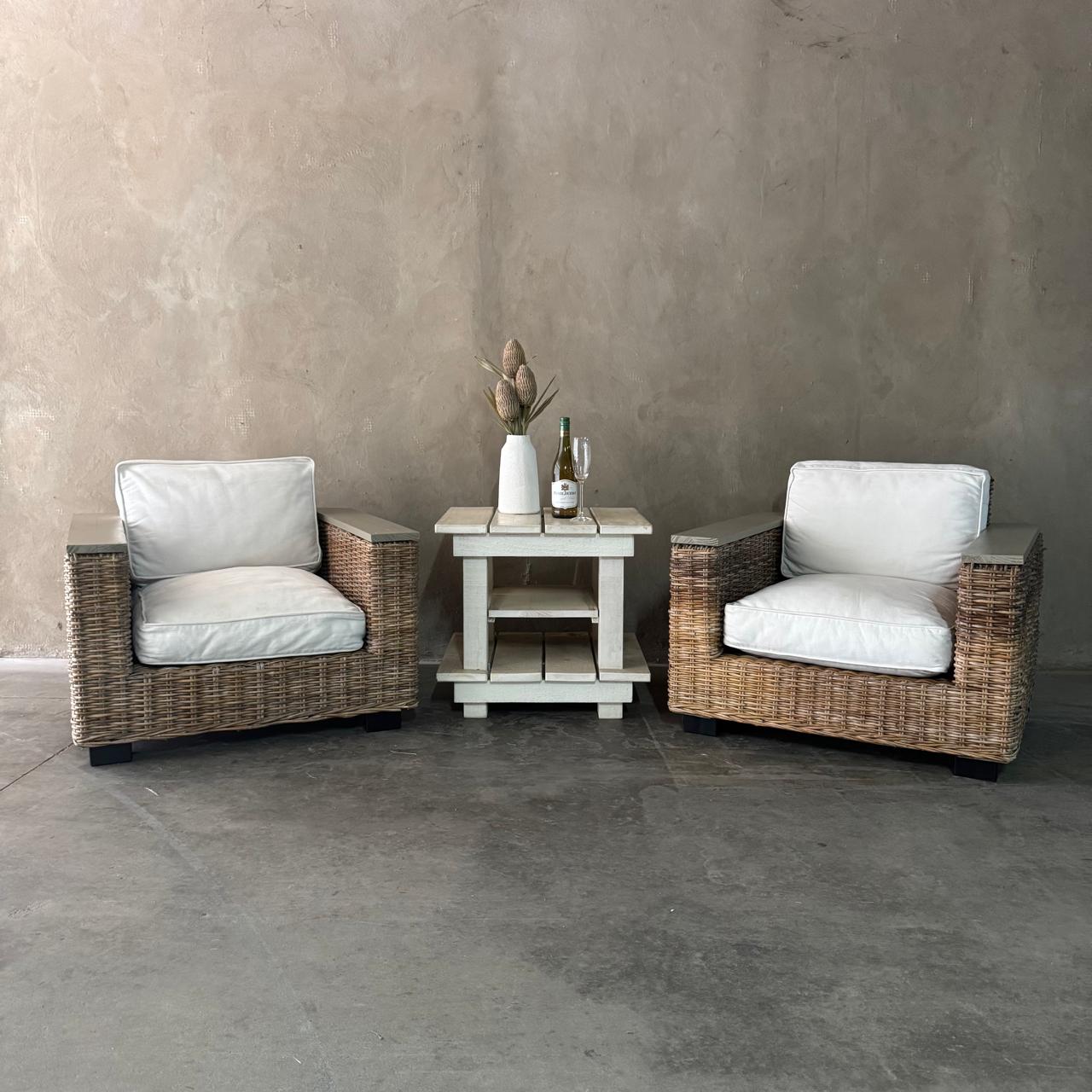 2 PATIO WICKER SINGLE ARMCHAIRS