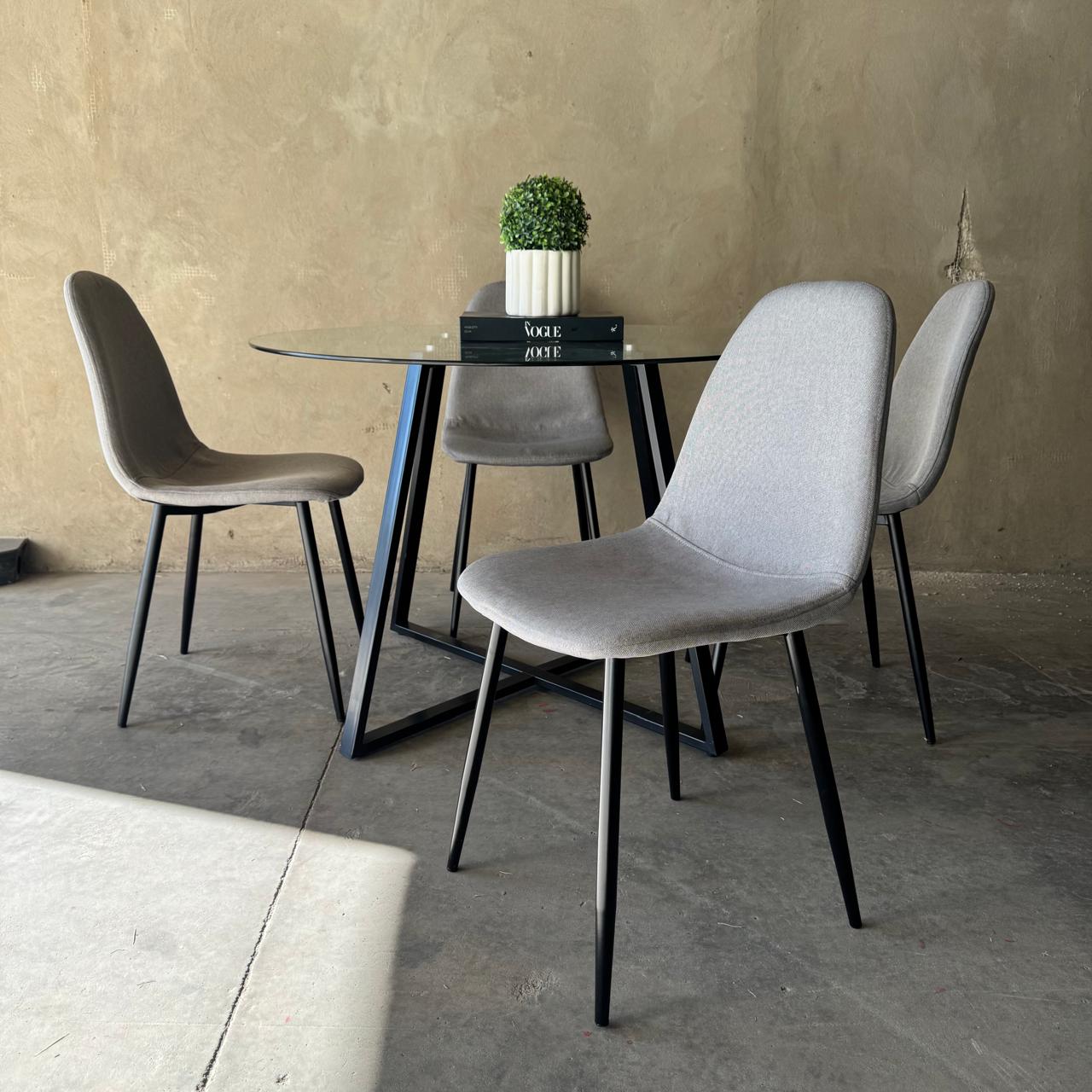 @HOME BLACK GLASS TABLE & CHAIRS