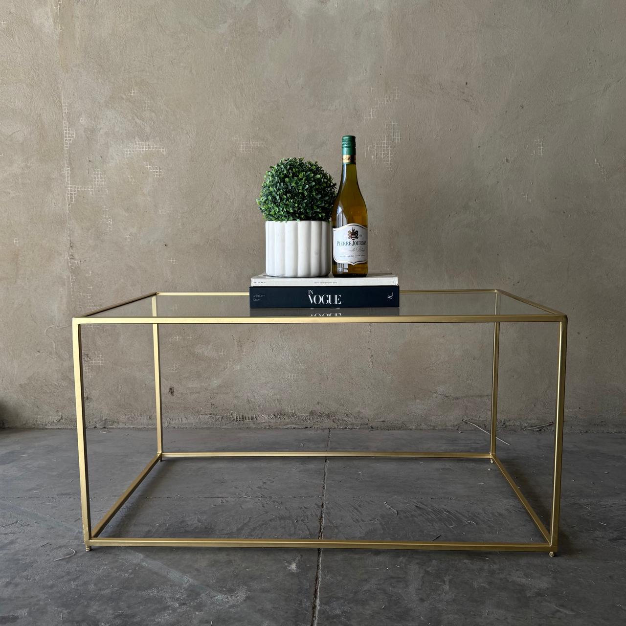 GOLD FRAME GLASS COFFEE TABLE