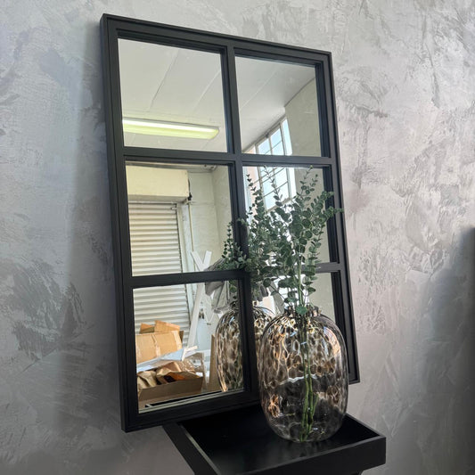 BLACK WINDOW PANE MIRROR