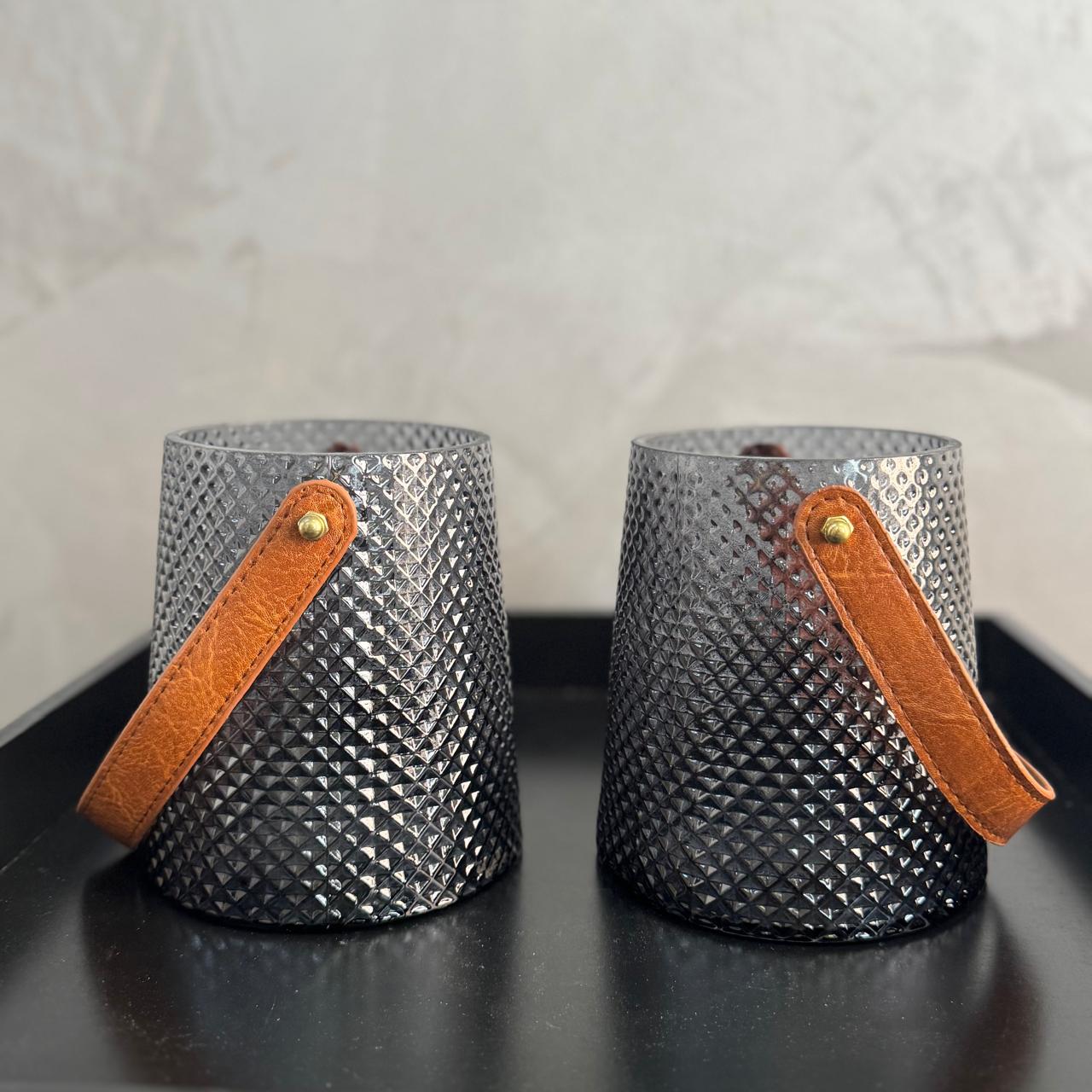 BLUE GREY MINI LANTERN SET OF 2