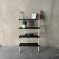 MODERN BLACK STEEL & WOOD LEANING SHELVES