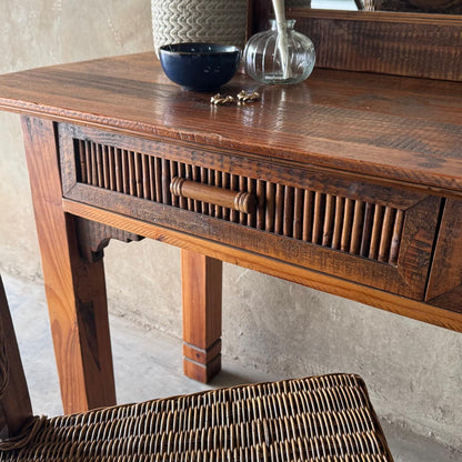 RATTAN CANE DRESSING TABLE & CHAIR