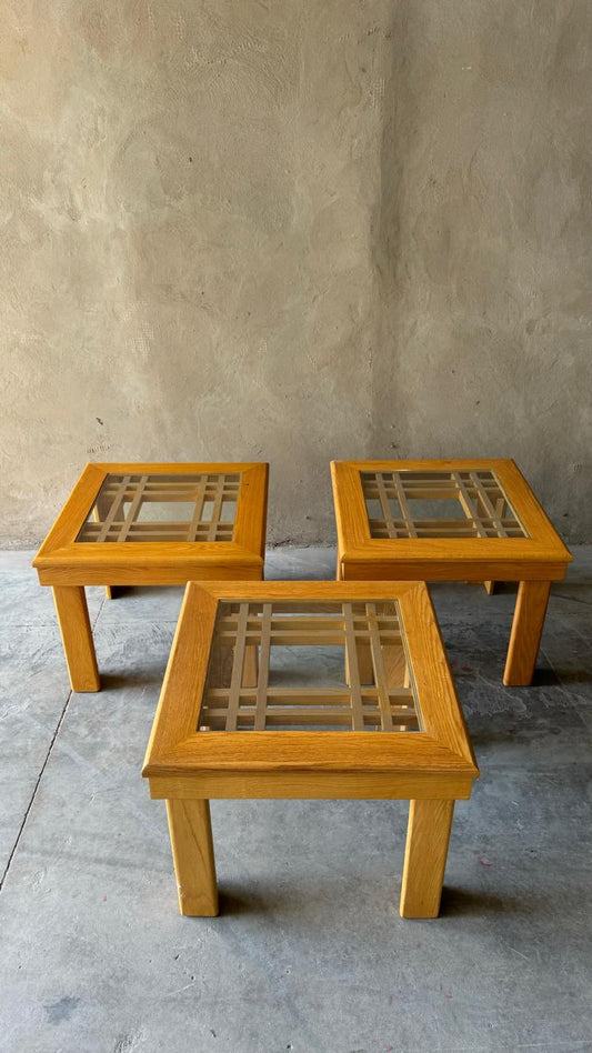 SIDE TABLES WITH GLASS TOP