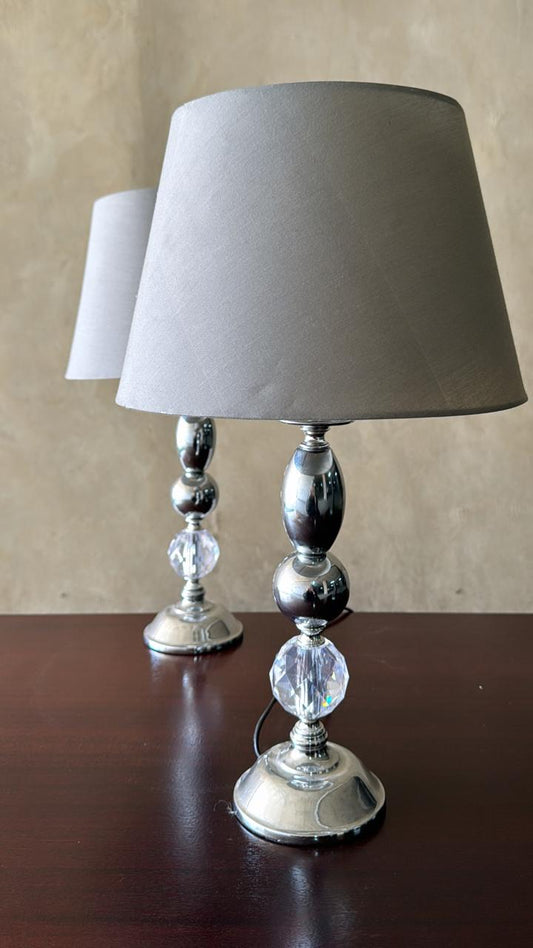 SILVER LAMPS WITH GLASS DECOR
