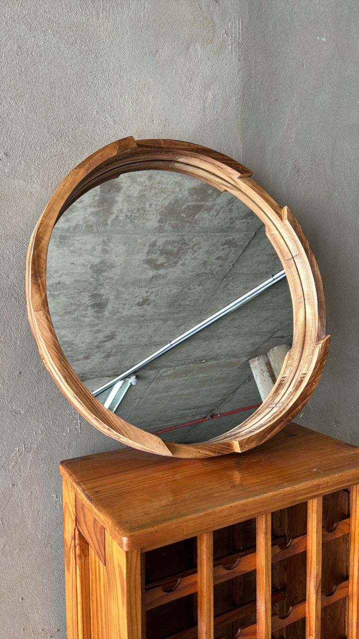 ROUND WOODEN MIRROR