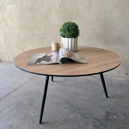WOOD & BLACK COFFEE TABLE
